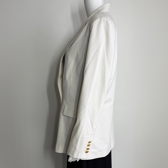 DKNY White Double-Breasted Blazer with Gold Crest Buttons – Size 8 - Picture 4 of 7